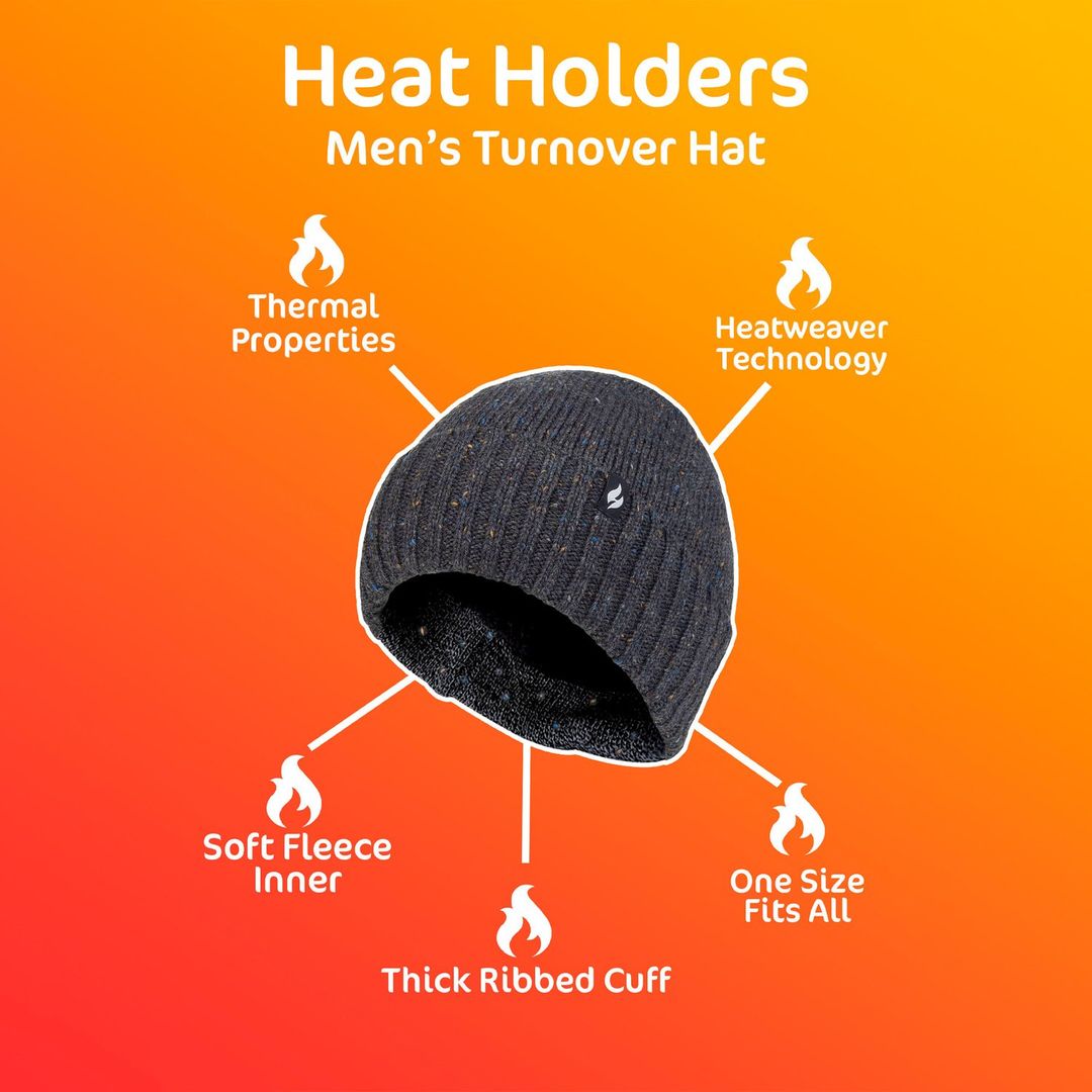 Mens 1 Pack SOCKSHOP Heat Holders Andes Deep Turnover Hat Black One Size - Image 1