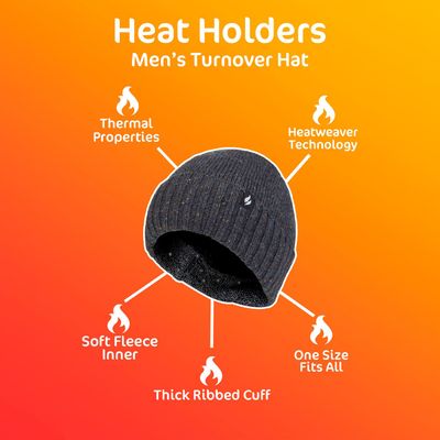 Mens 1 Pack SOCKSHOP Heat Holders Andes Deep Turnover Hat Black One Size