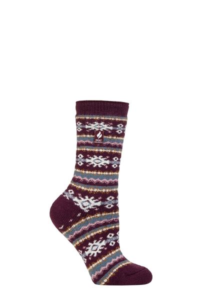 Lightweight Nordic Thermal Socks for Women - Winter Comfort - Burgundy