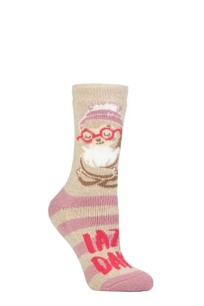 Cosy Novelty Christmas Socks for Women - Festive Gift Socks - Beige