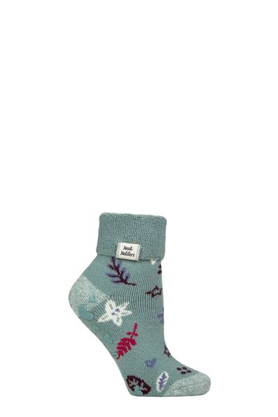Cosy Turn-Over Cuff Lounge Socks | Warm Winter Socks for Women - Green