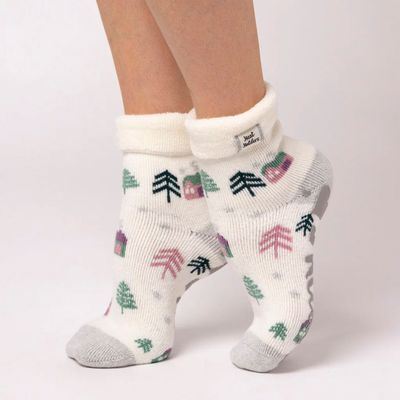 Women's 1 Pair SOCKSHOP Heat Holders Turn Over Cuff Lite Lounge Socks Cosy Cabin 4-8
