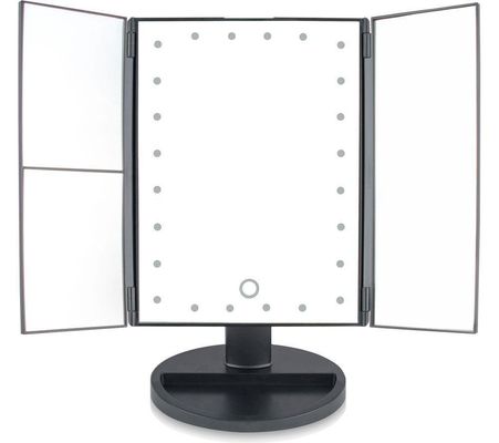 Rio 24 LED Touch Dimmable 3 Way Makeup Mirror with 2 & 3X Magnification in Black