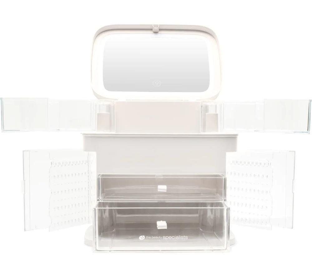 Rio Women's Ultimate Beauty Storage Vanity Case with Touch Dimmable Mirror in White - Image 1
