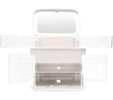 Rio Women's Ultimate Beauty Storage Vanity Case with Touch Dimmable Mirror in White