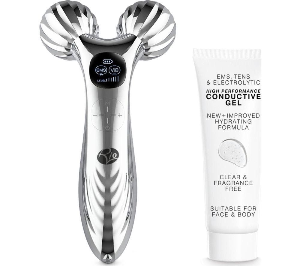 Rio Face & Body Roller Massager with EMS & Vibration in Silver - Image 1