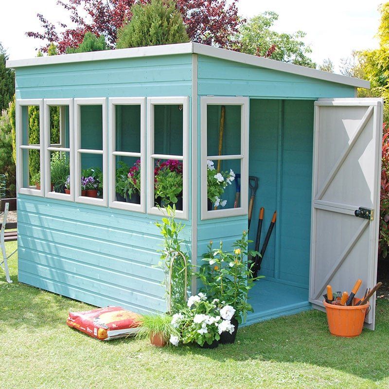10' x 6' Shire Sun Pent Wooden Garden Potting Shed (3.22m x 1.94m) - Image 1