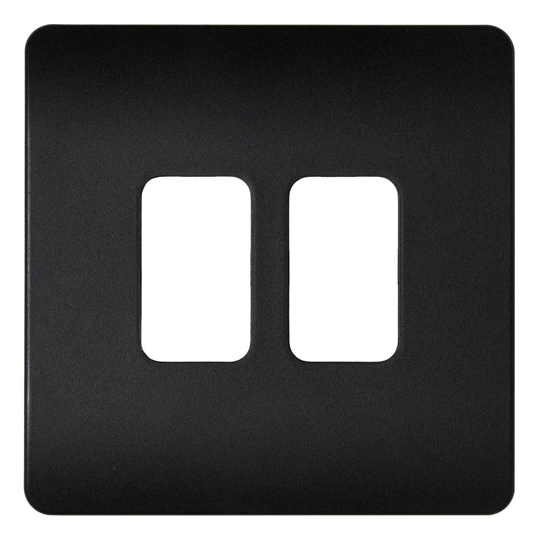 Culina 2 Gang Slimline Surround For Kinetic Switch Black - Image 1
