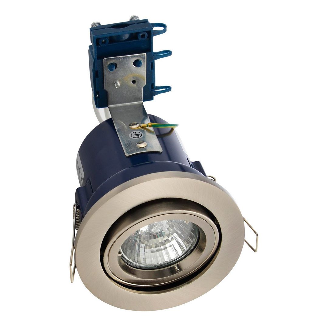 Electralite Yate Tiltable Fire Rated Downlight IP20 Satin Chrome - Image 1