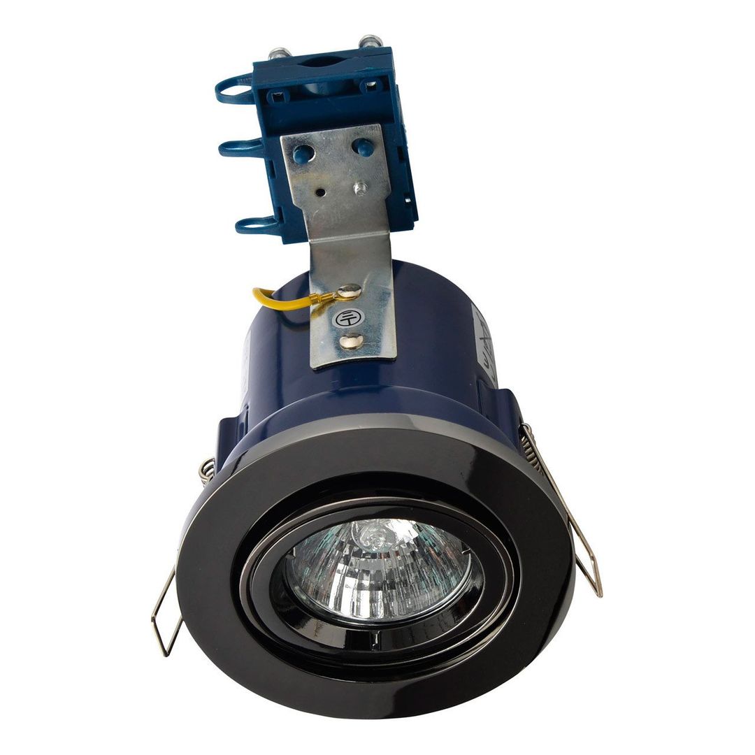 Electralite Yate Tiltable Fire Rated Downlight IP20 Black Chrome - Image 1