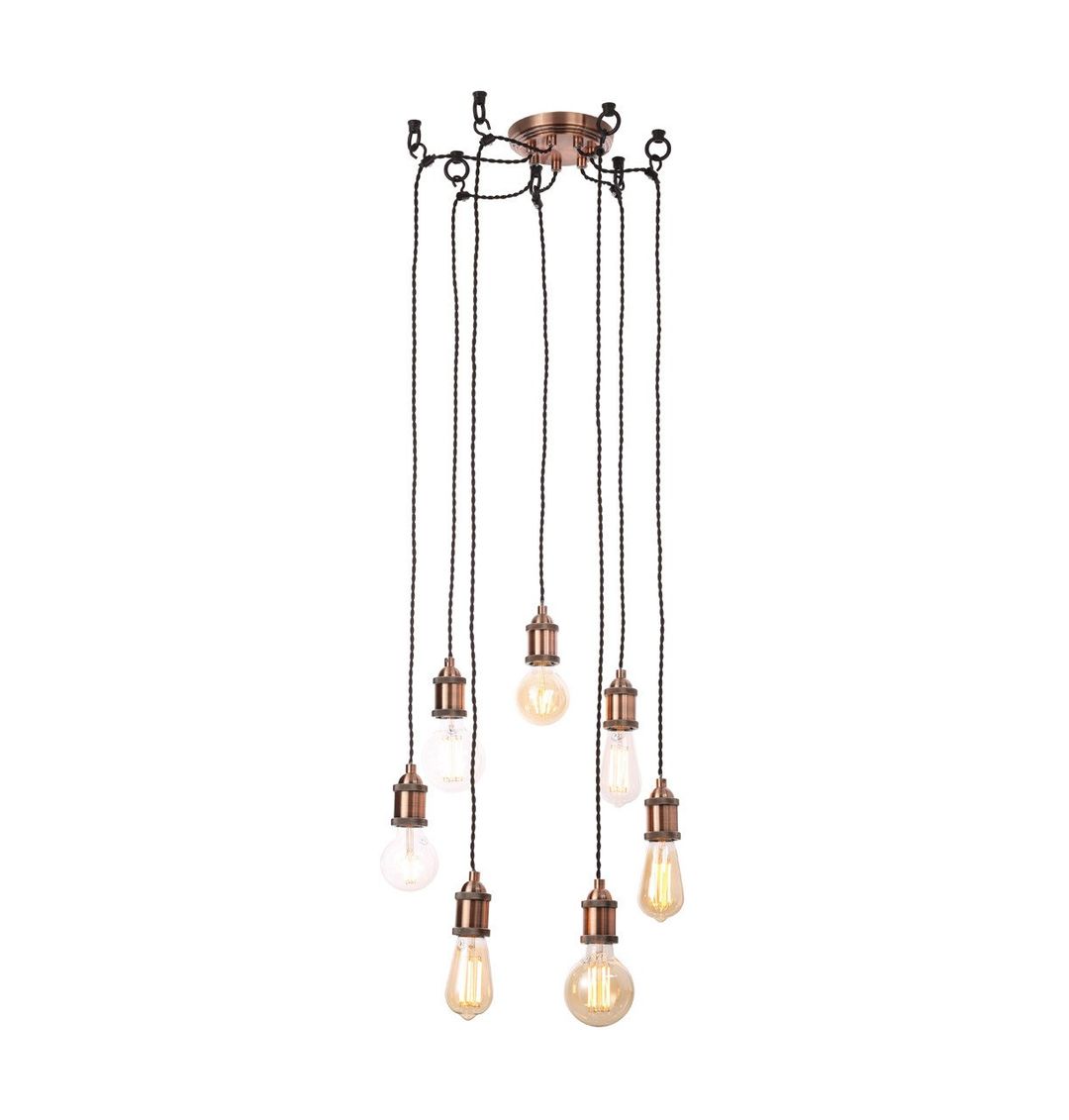 Inlight Padua 7-Light E27 Pendant Cord Set Copper & Black - Image 1