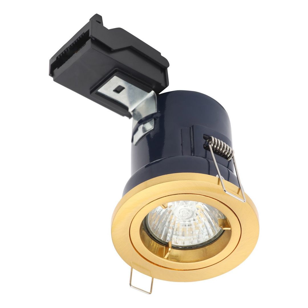 Electralite Yate Fire Rated Downlight IP20 Satin Brass - Image 1