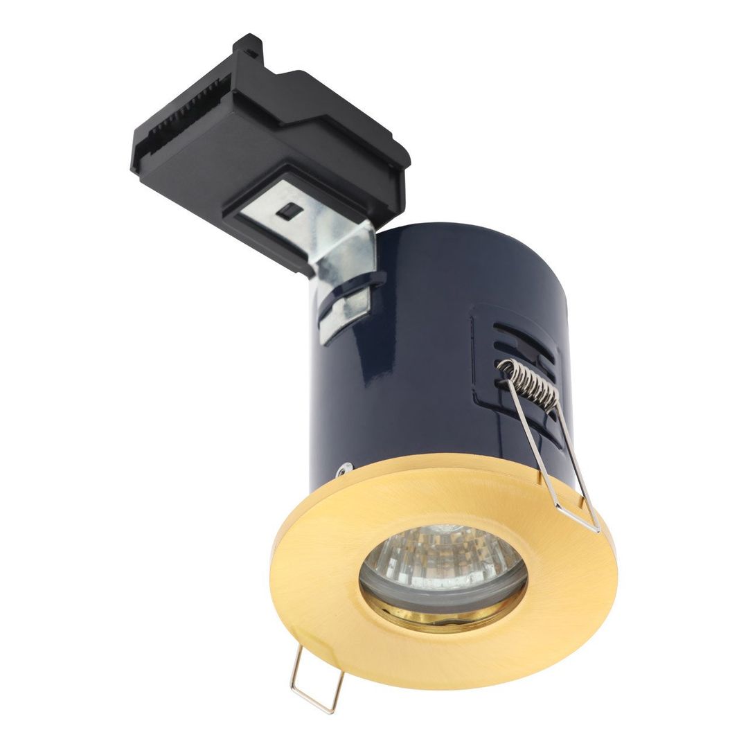 Electralite Yate Fire Rated Downlight IP65 Satin Brass - Image 1