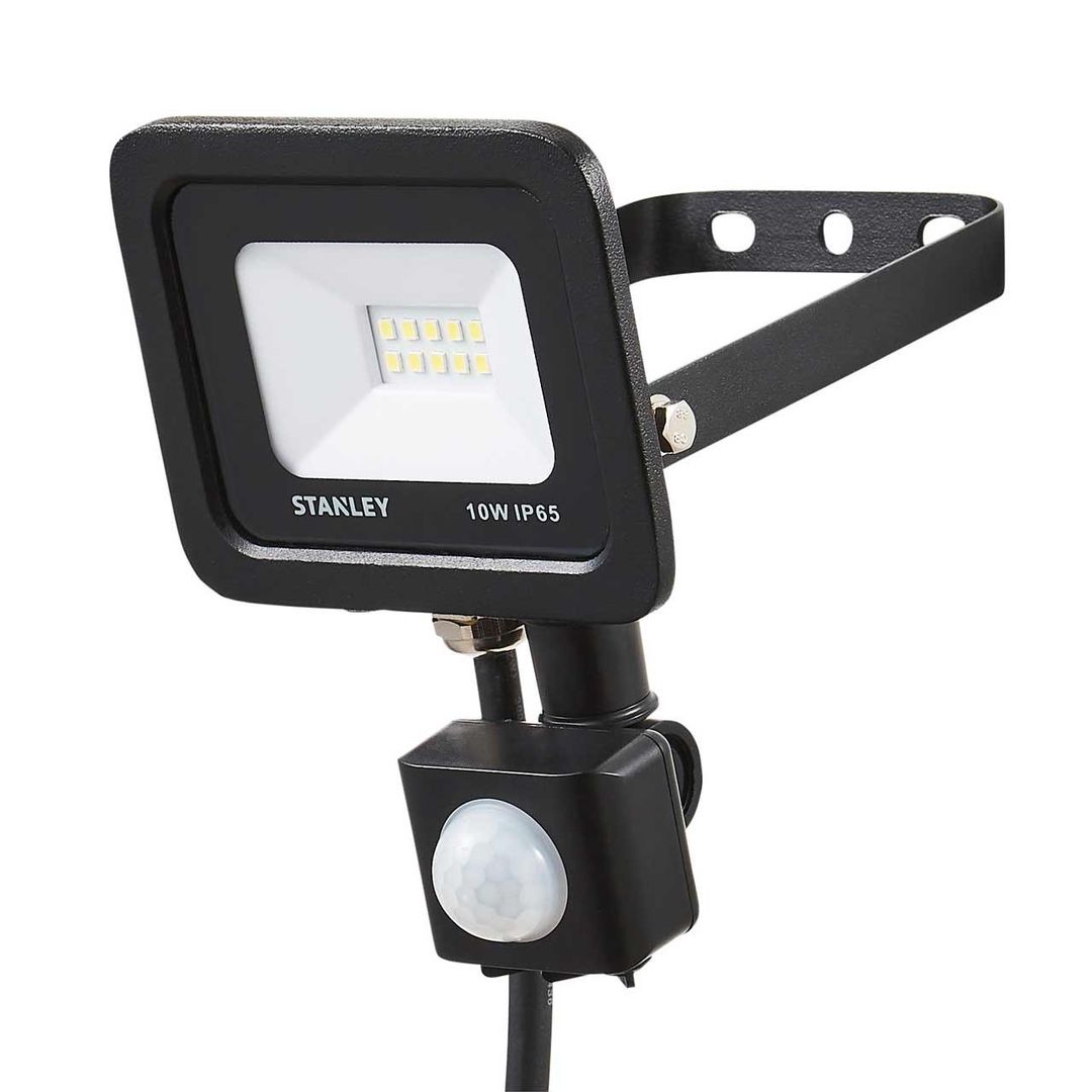 Stanley 10W Slimline LED Floodlight with PIR in Black/Yellow - Image 1