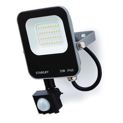 Stanley 20W LED Floodlight with PIR in Black & Anthracite