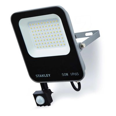 Stanley 50W LED Floodlight with PIR in Black & Anthracite