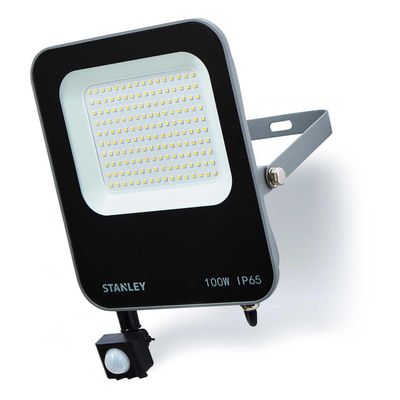 Stanley 100W LED Floodlight with PIR in Black & Anthracite