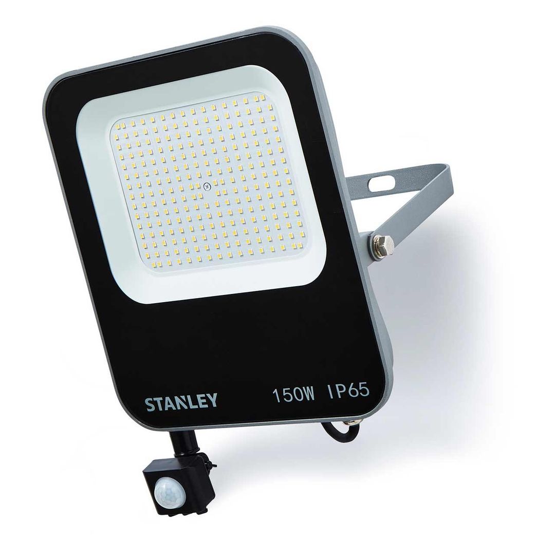 Stanley 150W LED Floodlight with PIR in Black & Anthracite - Image 1