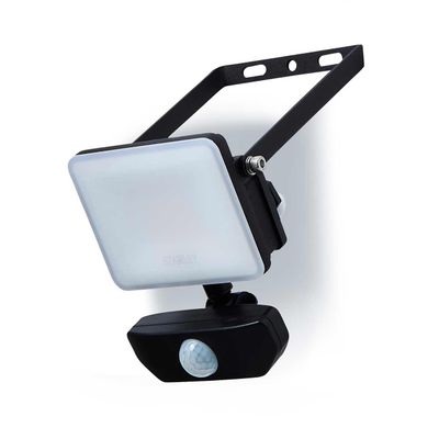 Stanley Frosted 10W LED Floodlight with PIR in Black