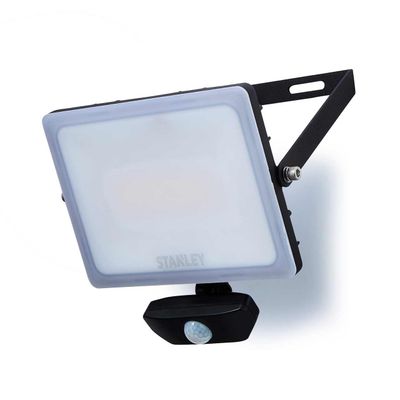 Stanley Frosted 50W LED Floodlight with PIR in Black