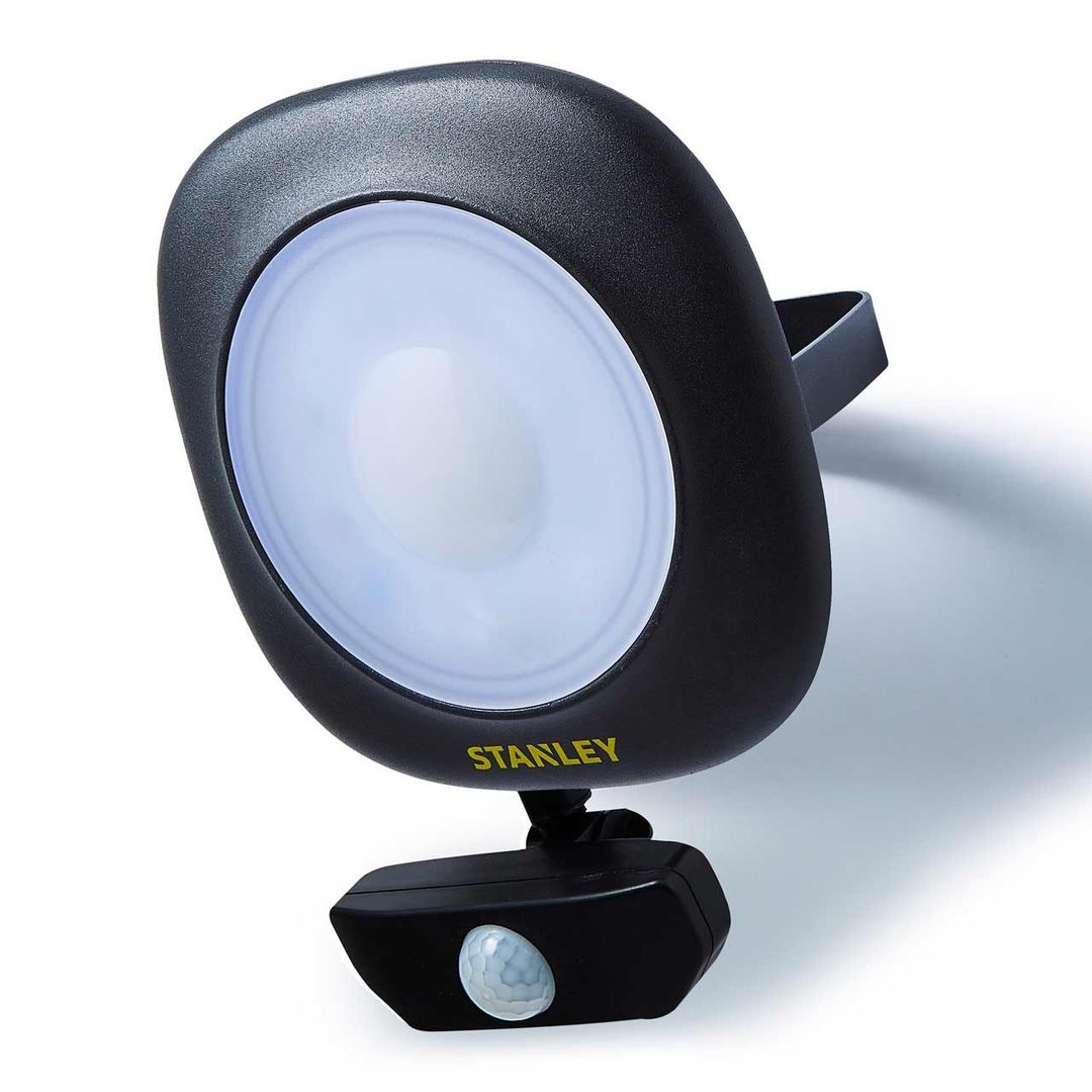 Stanley 50W LED Die-cast Floodlight with PIR in Black - Image 1