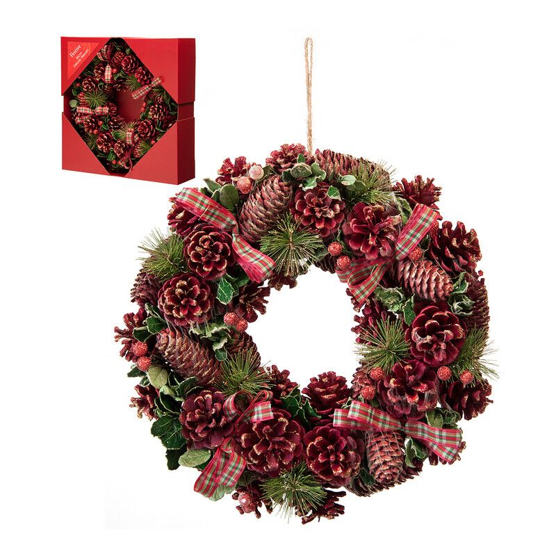 Red Pinecone Wreath - Red / 36cm - Image 1