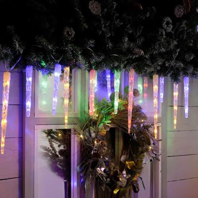 Festive Indoor & Outdoor 24 Colour Changing Icicle Lights Multicoloured to Cool White