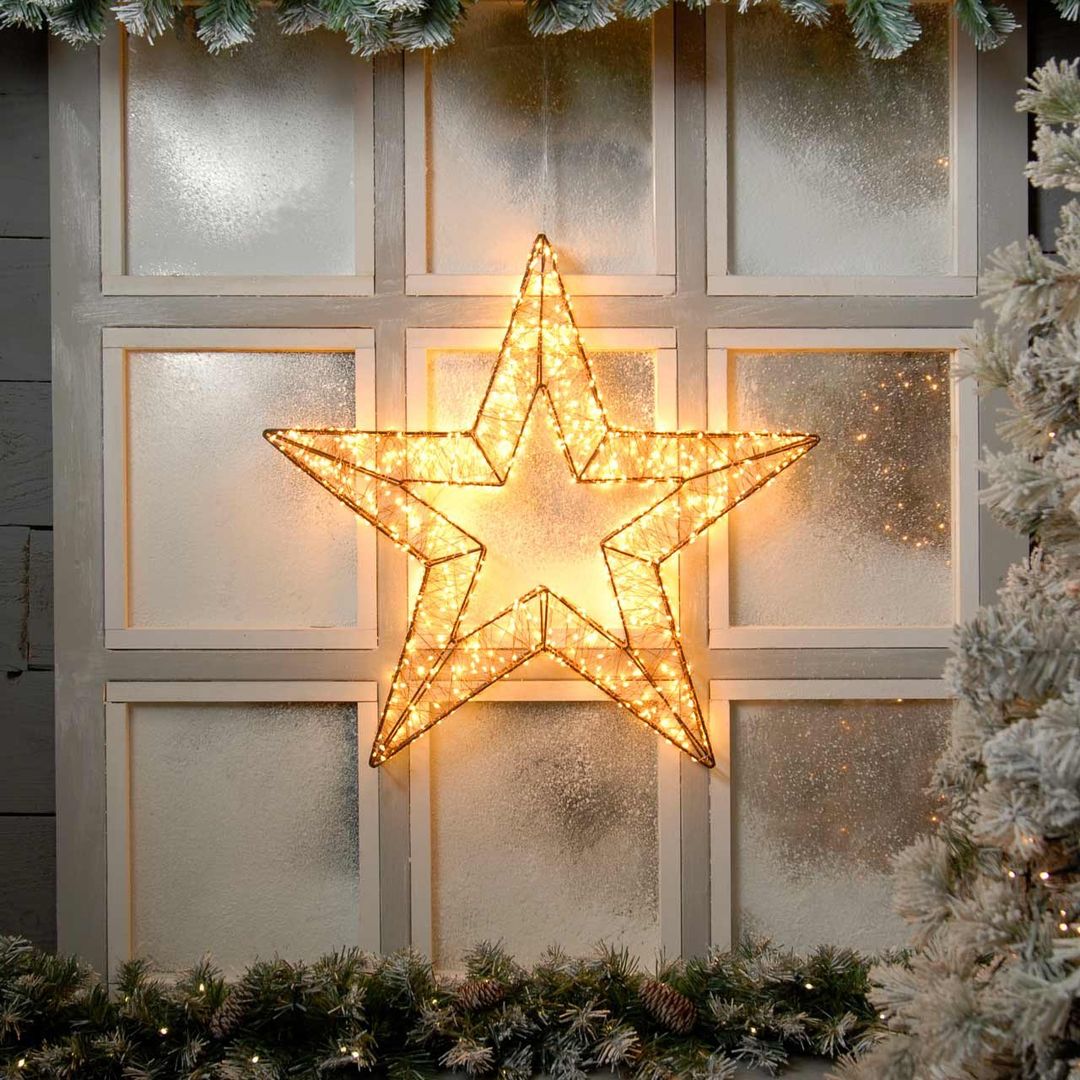 Festive 56cm Twinkling Dewdrop Star Christmas Decoration 960 Warm White LEDs - Image 1