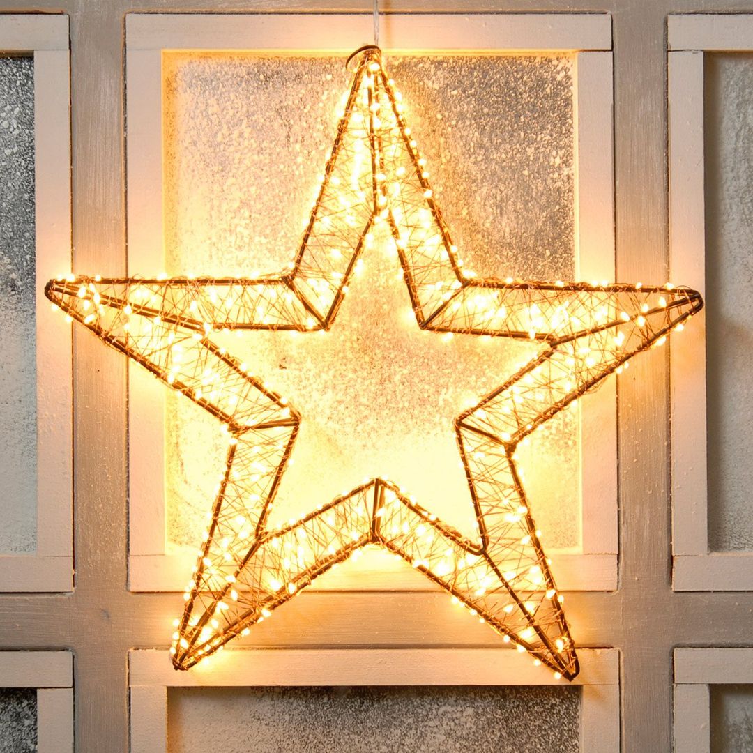 Festive 36cm Twinkling Dewdrop Star Christmas Decoration 480 Warm White LEDs - Image 1