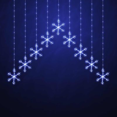 Festive 120cm x 120cm Snowflake Curtain Light Cool White