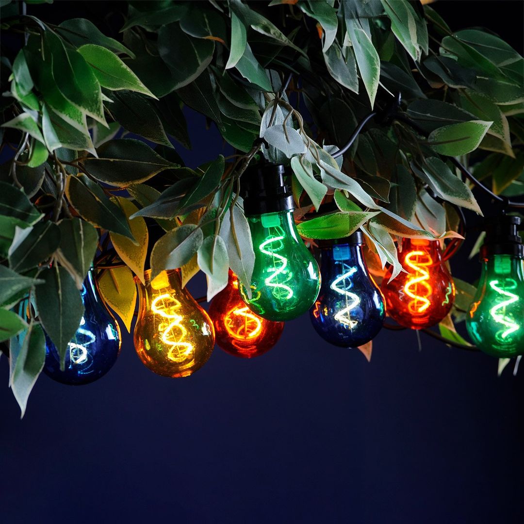 Festive LED Spiral Filament Connectable Outdoor Festoon Light Multi-Coloured Clear - Image 1