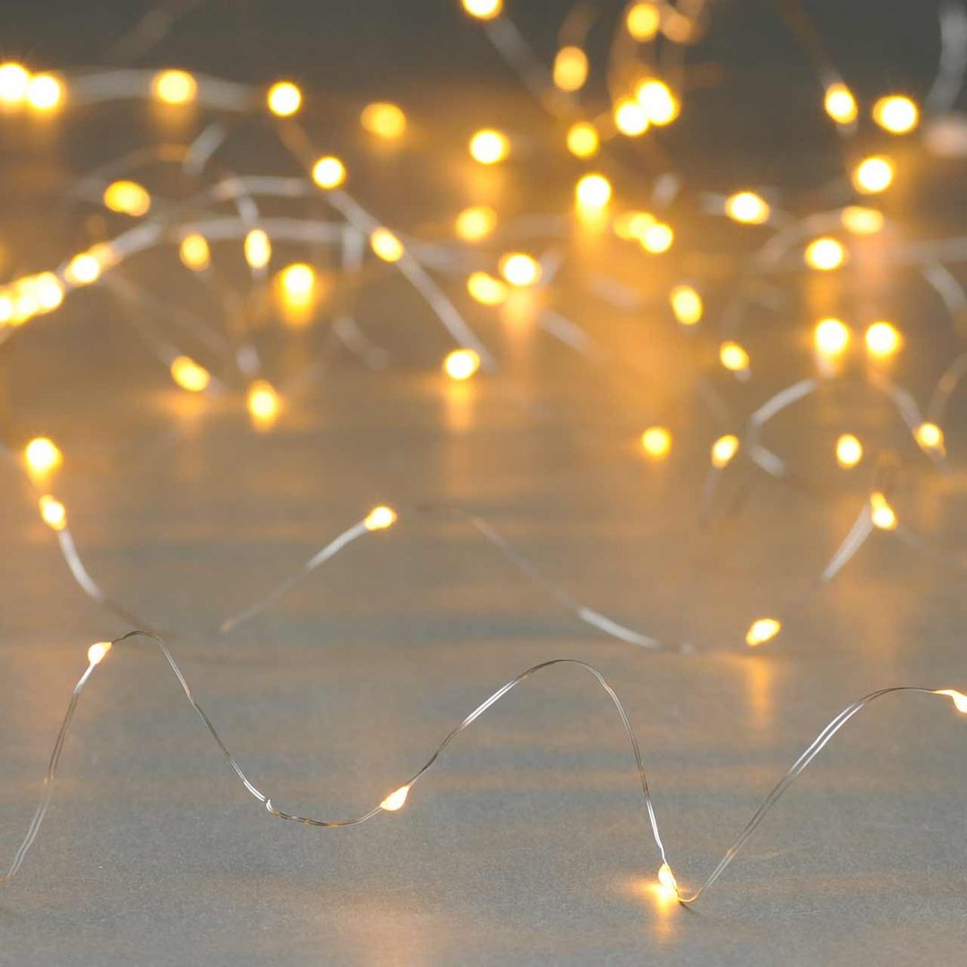 Festive 10m Multifunction Battery Fairy Lights 100 Warm White LEDs - Image 1