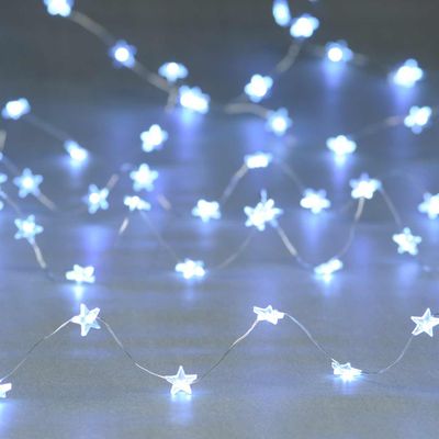 Festive 4m Multifunction Battery Fairy Lights 80 Cool White Star LEDs