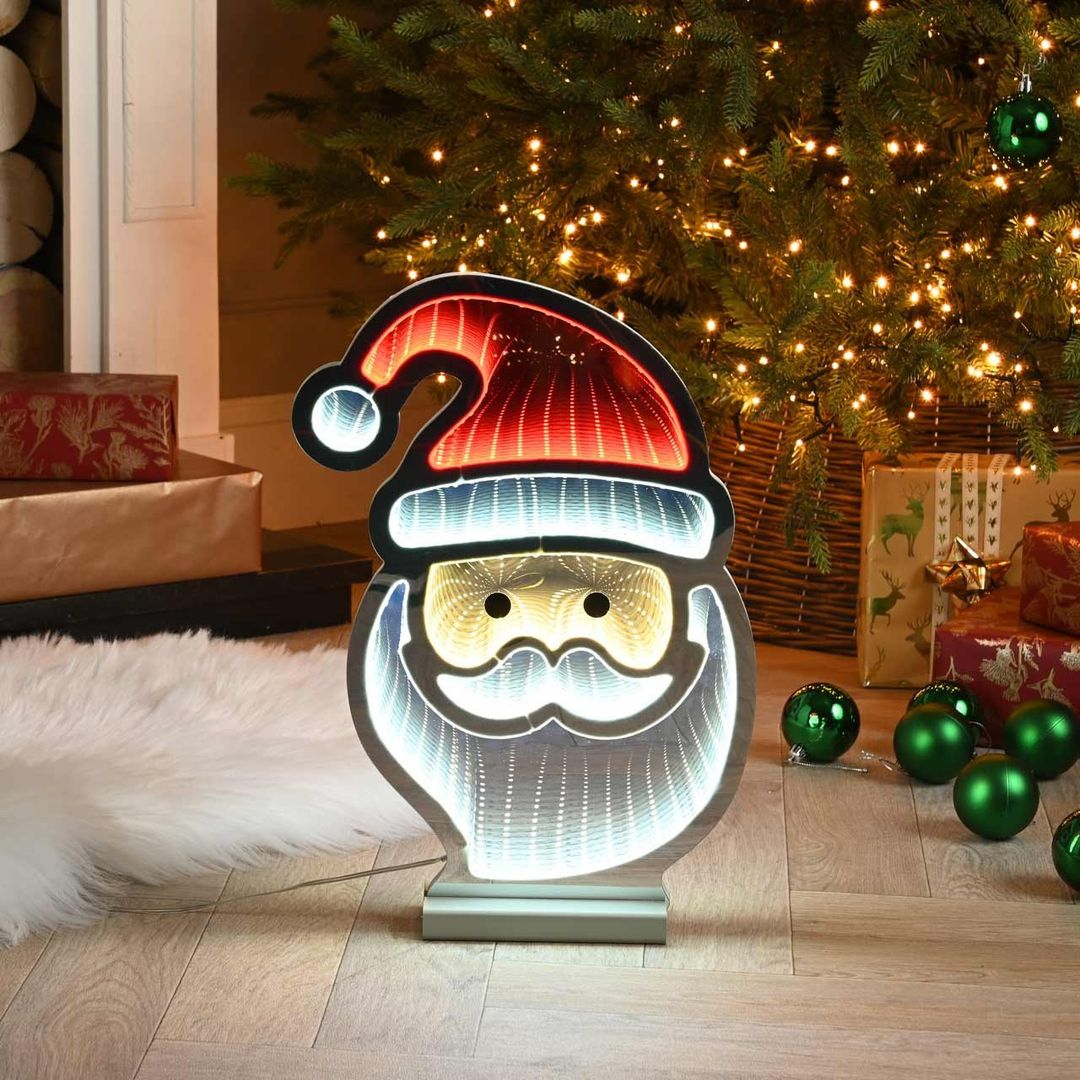 Festive 40cm Santa Face Infinity Light - Image 1