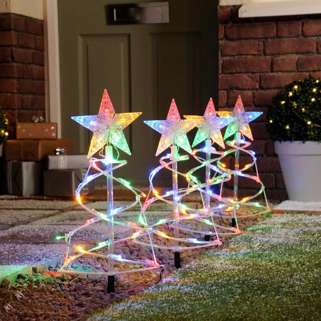 Festive Set Of 4 Spiral Pathfinder Trees Multi-Coloured - Image 1