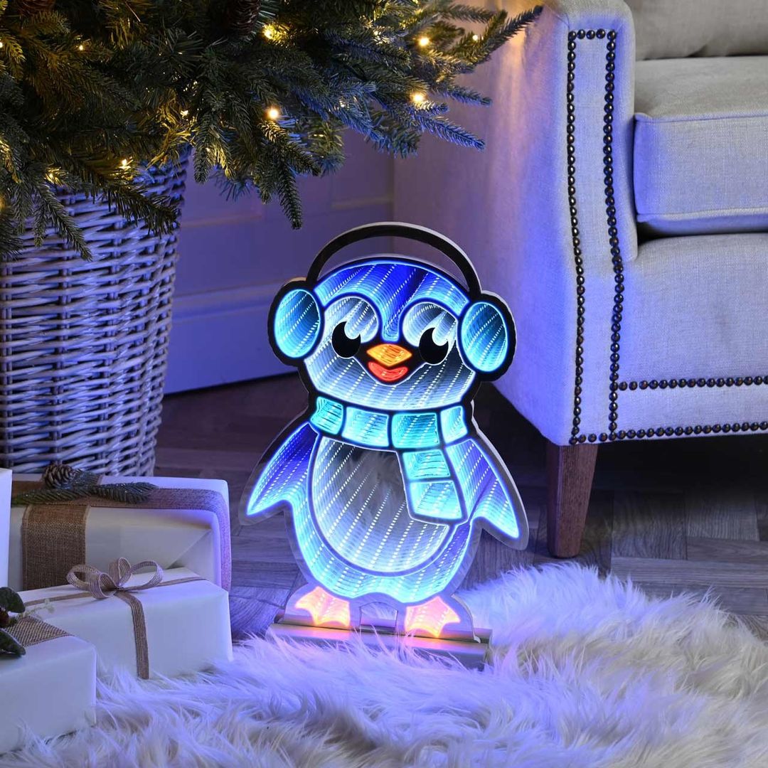 Festive 40cm Penguin Infinity Light - Image 1