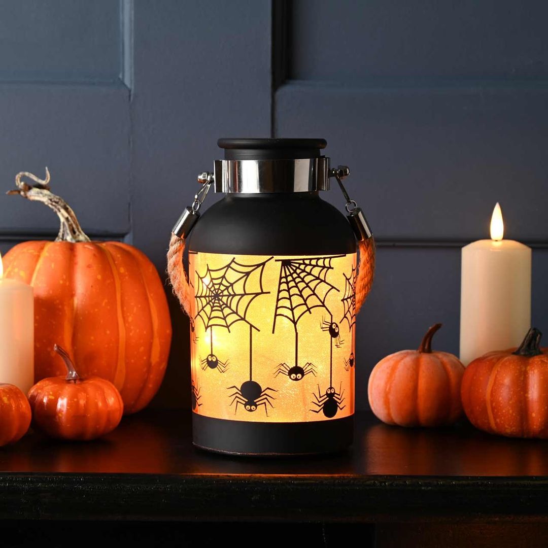 Festive 19cm Battery Operated Lit Glass Orange Halloween Jar - Image 1
