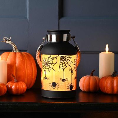 Festive 19cm Battery Operated Lit Glass Orange Halloween Jar