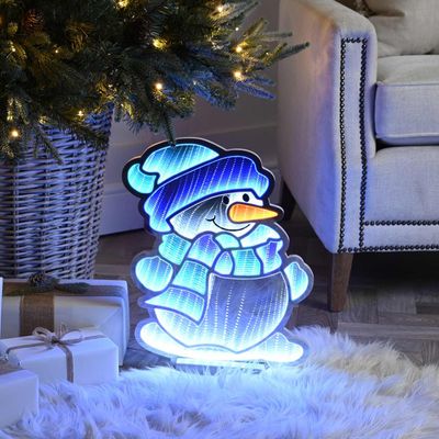Festive 40cm Blue Snowman Infinity Light