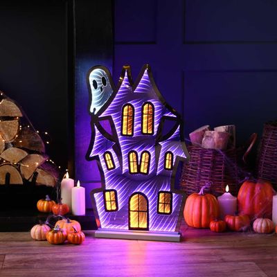 Festive 60cm Halloween Haunted House Infinity Light Purple