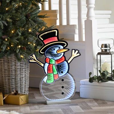Festive 60cm Standing Snowman Infinity Light