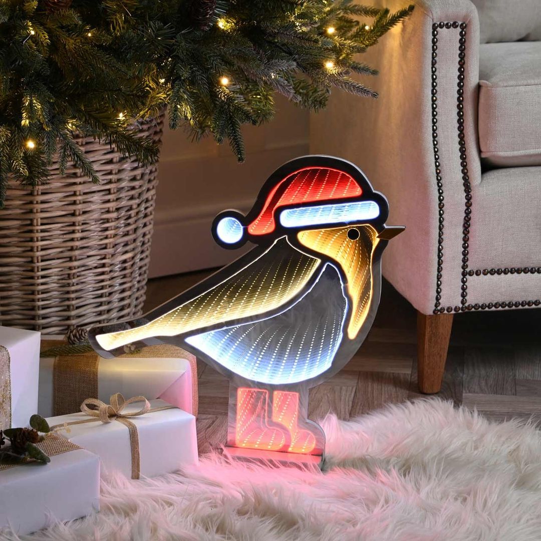 Festive 40cm Robin Red Boots Infinity Light - Image 1