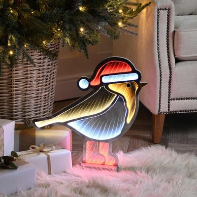 Festive 40cm Robin Red Boots Infinity Light