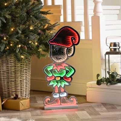 Festive 60cm Standing Elf Infinity Light