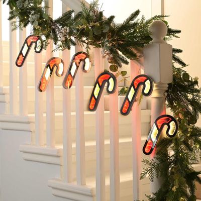 Festive 175cm Garland With 6 Candy Cane Infinity Lights