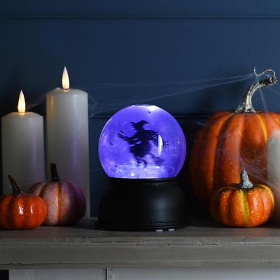 Festive 14cm Battery Operated Lit Witch Spinning Water Globe - Thumbnail 2