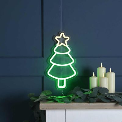 Festive 35cm Neon Flex Hanging Xmas Tree