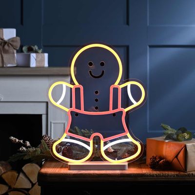 Festive 42cm LED Neon Flex Gingerbread Man