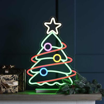 Festive 58cm LED Neon Flex Tree on Base