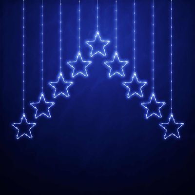 Festive 120cm x 120cm Star Curtain Light Cool White